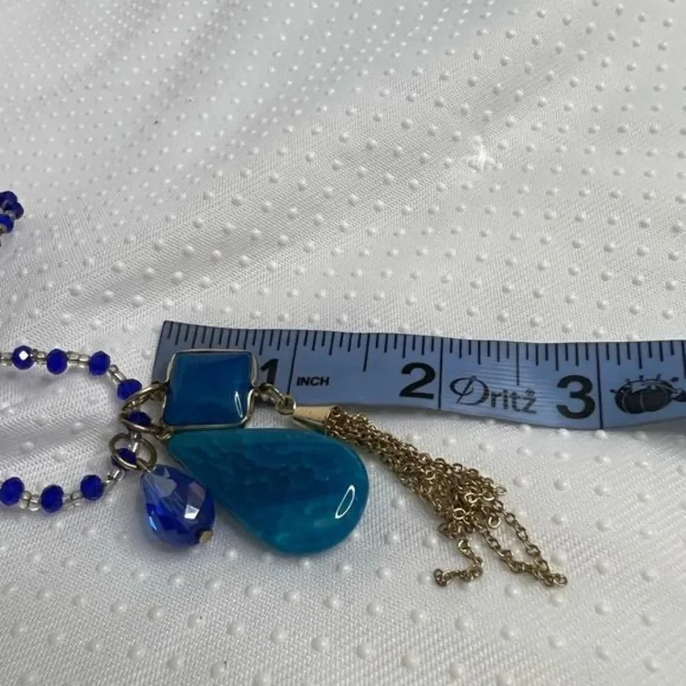 Spring Street Long Blue Beaded Necklace - Picture 14 of 14